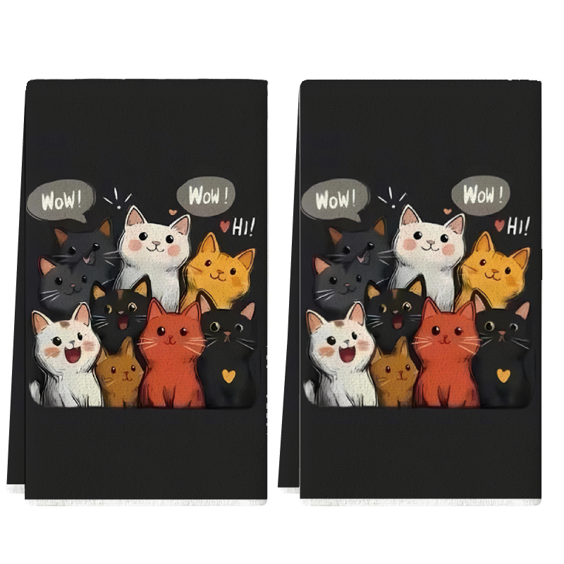 Home Cooking For Cats - Lot de 2 serviettes de cuisine