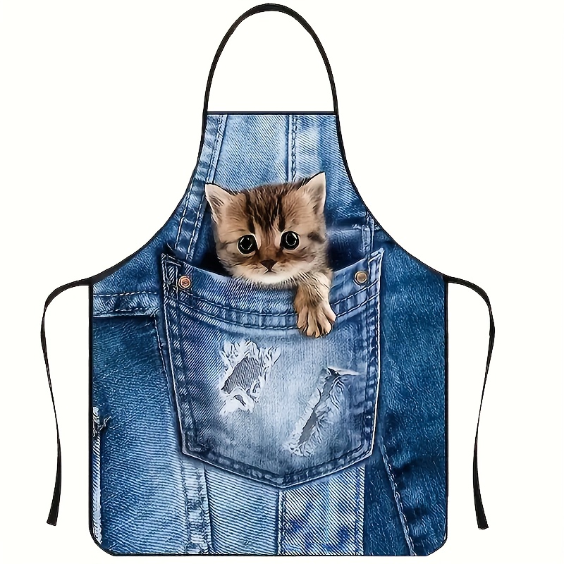 Tablier de cuisine en Denim bl - Home Cooking For Cats avis et prix