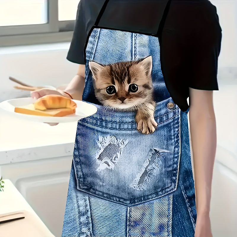 Tablier de cuisine en Denim bl - Home Cooking For Cats avis et prix
