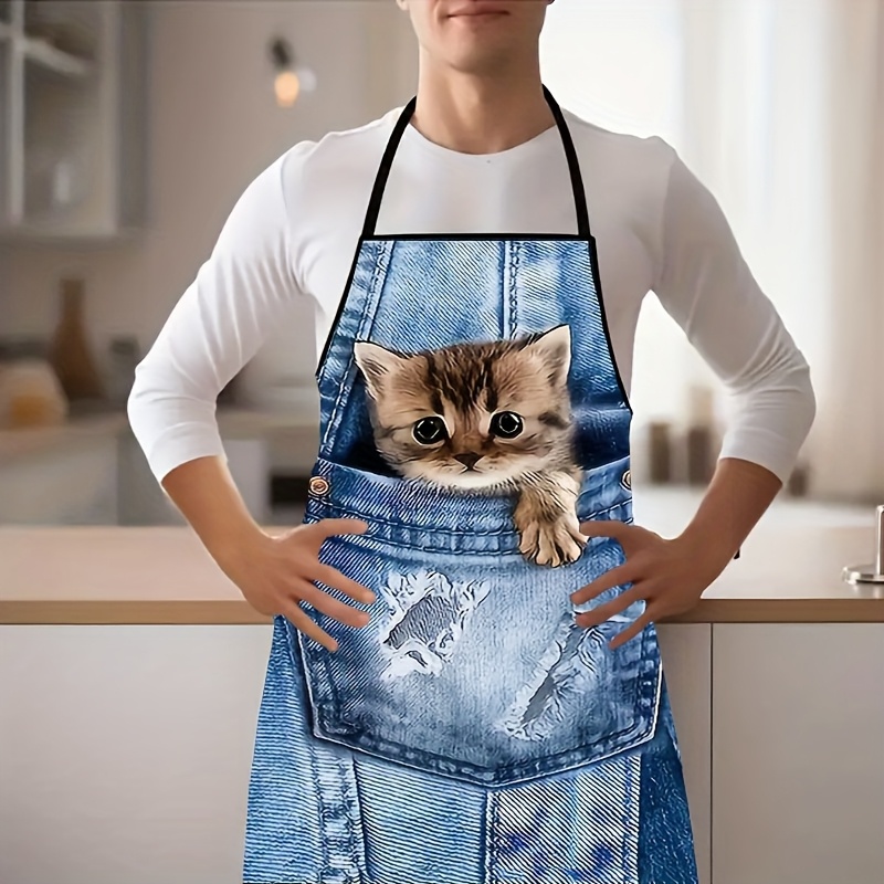 Tablier de cuisine en Denim bl - Home Cooking For Cats avis et prix