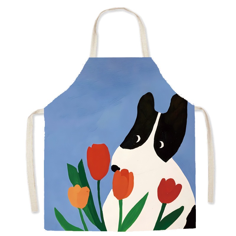 Tablier en coton et lin imprim - Home Cooking For Cats avis et prix