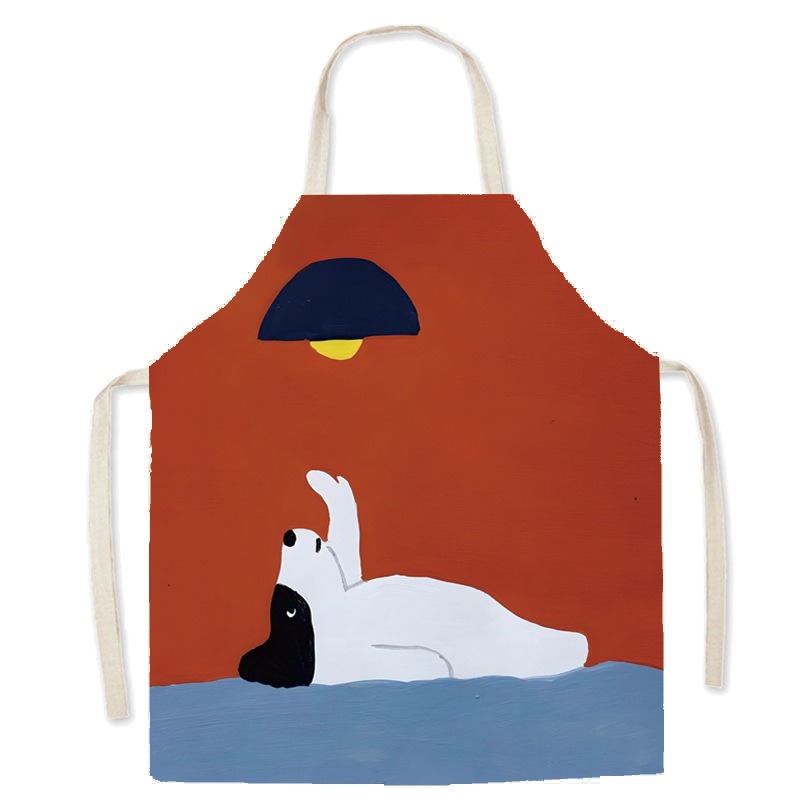 Tablier en coton et lin imprim - Home Cooking For Cats avis et prix
