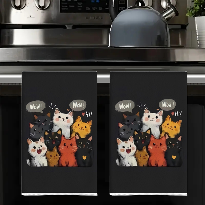 Lot de 2 serviettes de cuisine - Home Cooking For Cats avis et prix